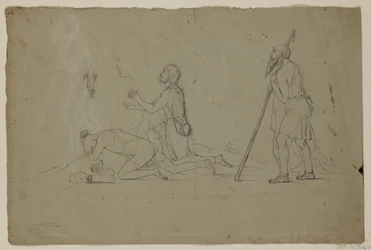 Kompositionsstudie von drei Hirten, 1832-34